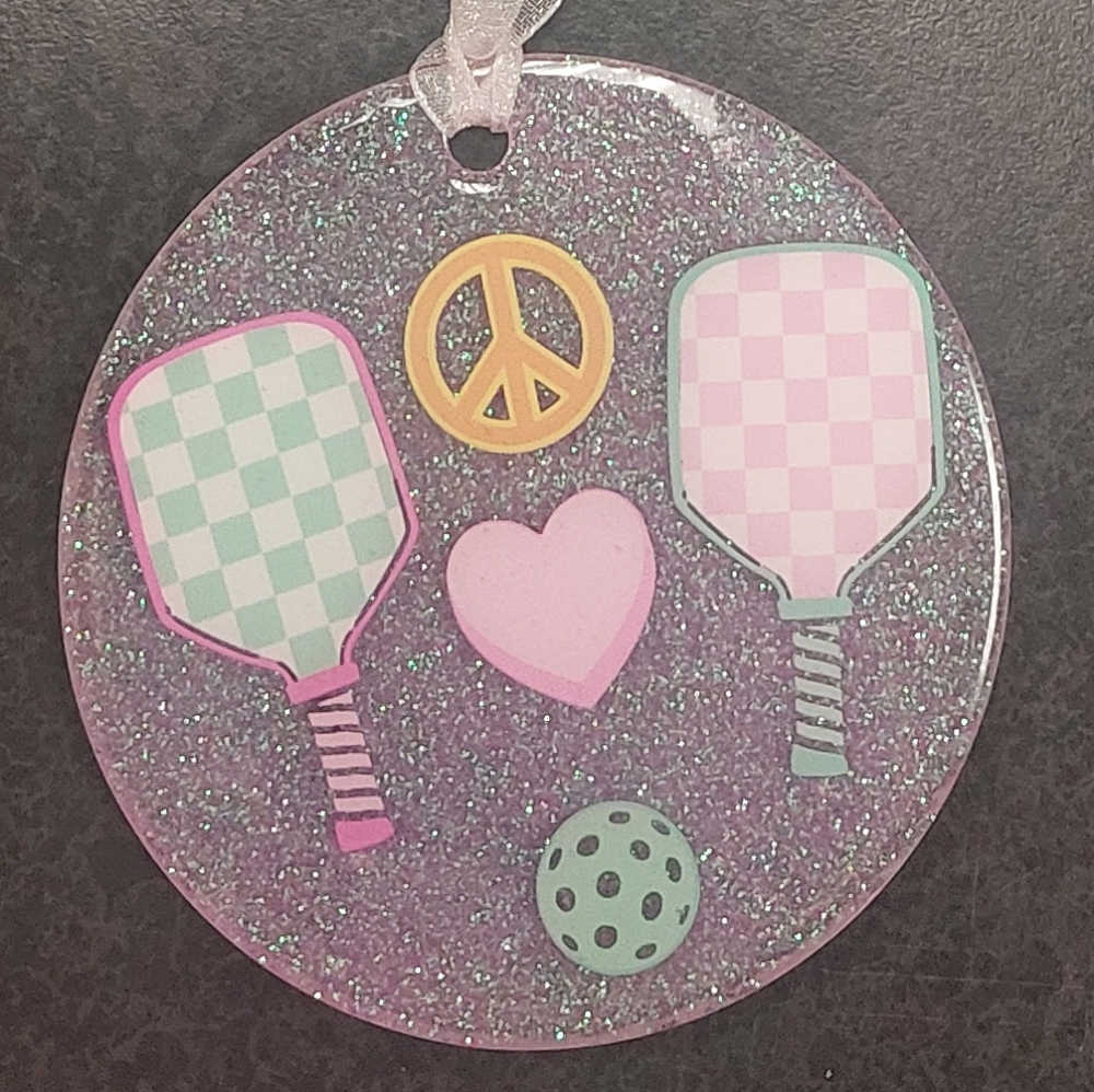 HANDMADE Pickleball Charm/Rear View Mirror Ornament